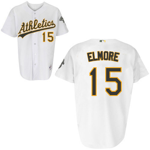 Jake Elmore #15 Youth Baseball Jersey-Oakland Athletics Authentic Home White Cool Base MLB Jersey